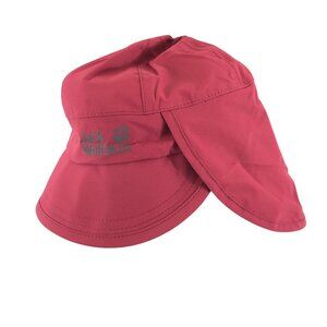 Jack Wolfskin Kids Rainy Day Hat Headgear Wind Water Proof Neck Protector Red S